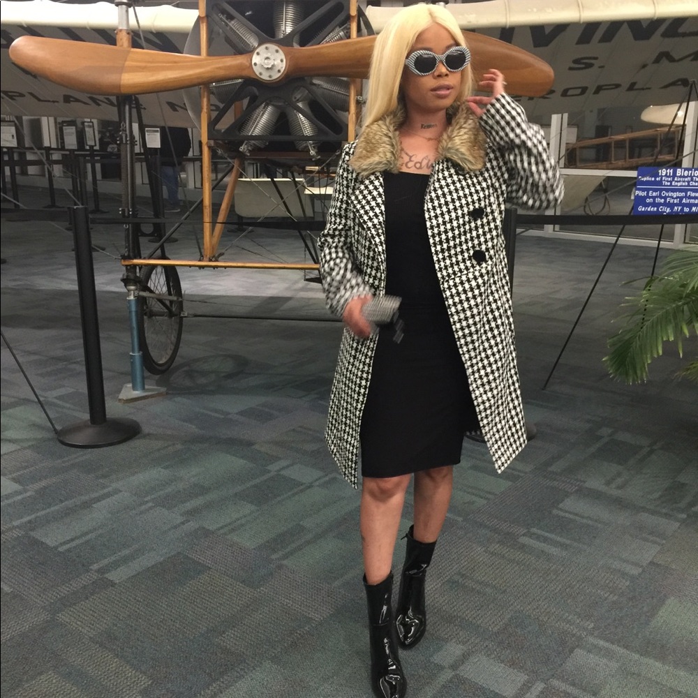 Black and grey  plaid coat